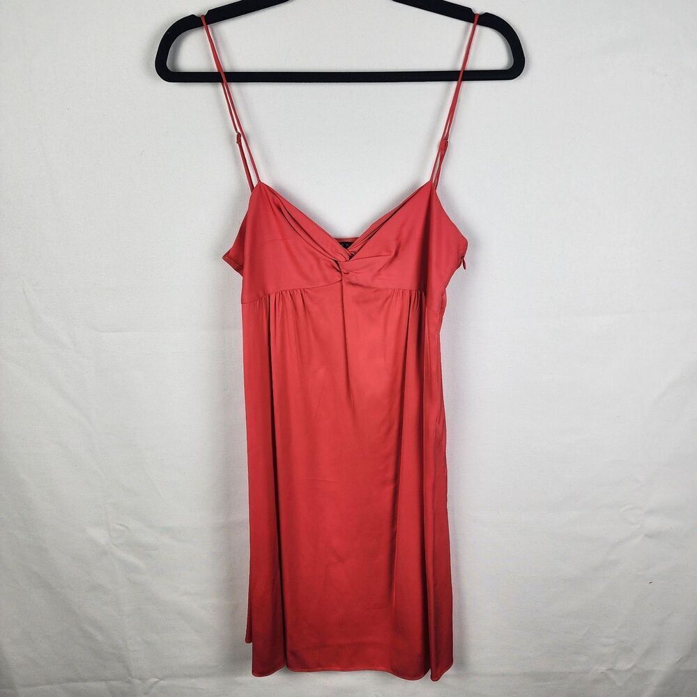 Theory Red Twist Front Spaghetti‎ Strap Mini Slip Dress Size 4 RN98406